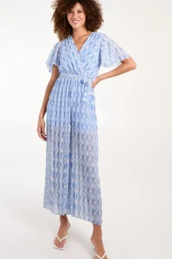 Aztec Diamond Printed Pleated Jumpsuit