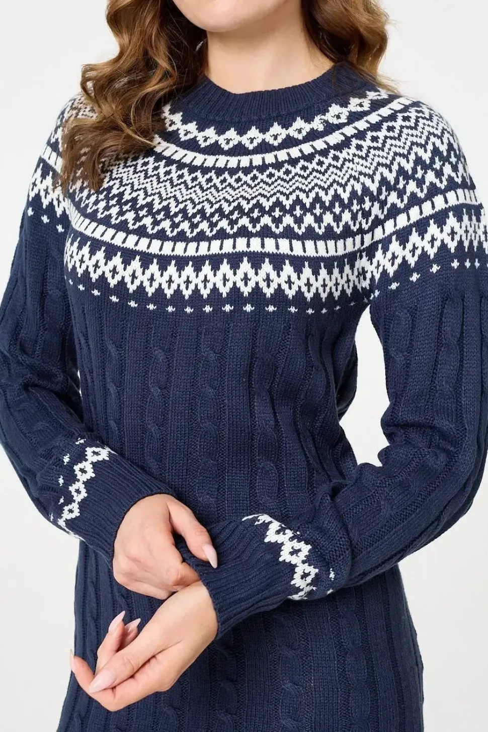 Aztec Print High Neck Midi Jumper Dress
