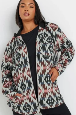 Aztec Print Hooded Shacket