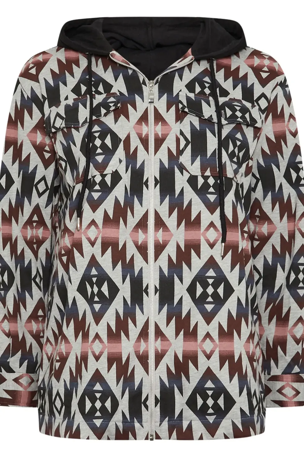 Aztec Print Hooded Shacket