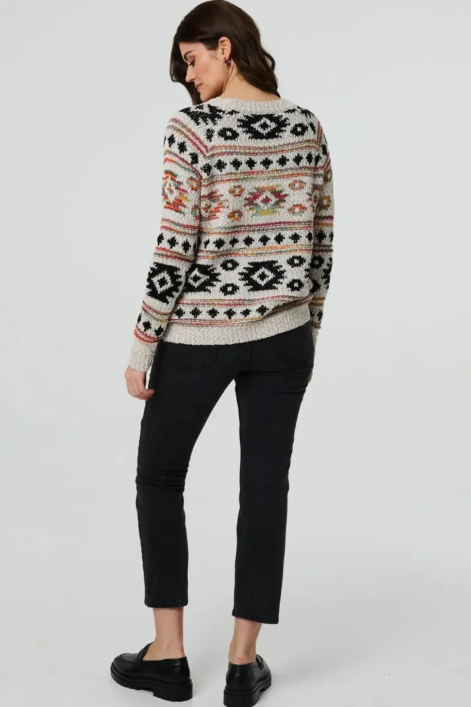 Aztec Print Long Sleeve Knit Jumper
