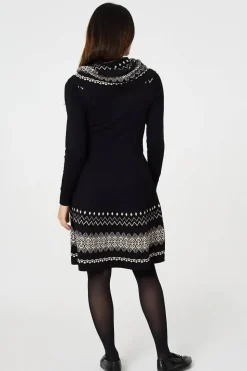 Aztec Print Removable Rollneck Knit Dress