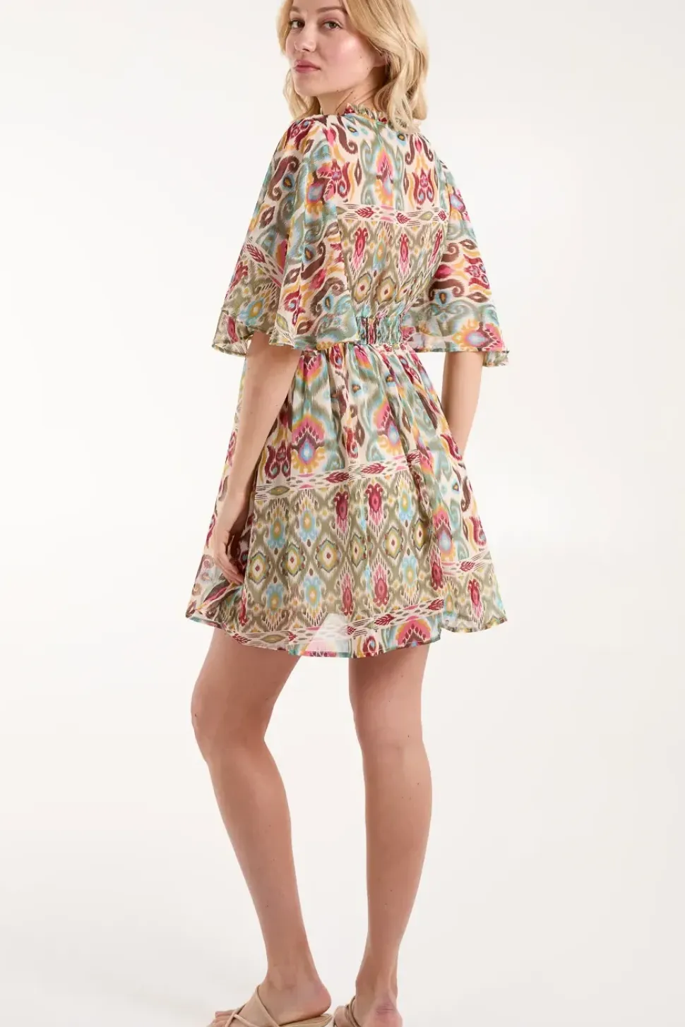 Aztec Tiered Printed Shirt Dress