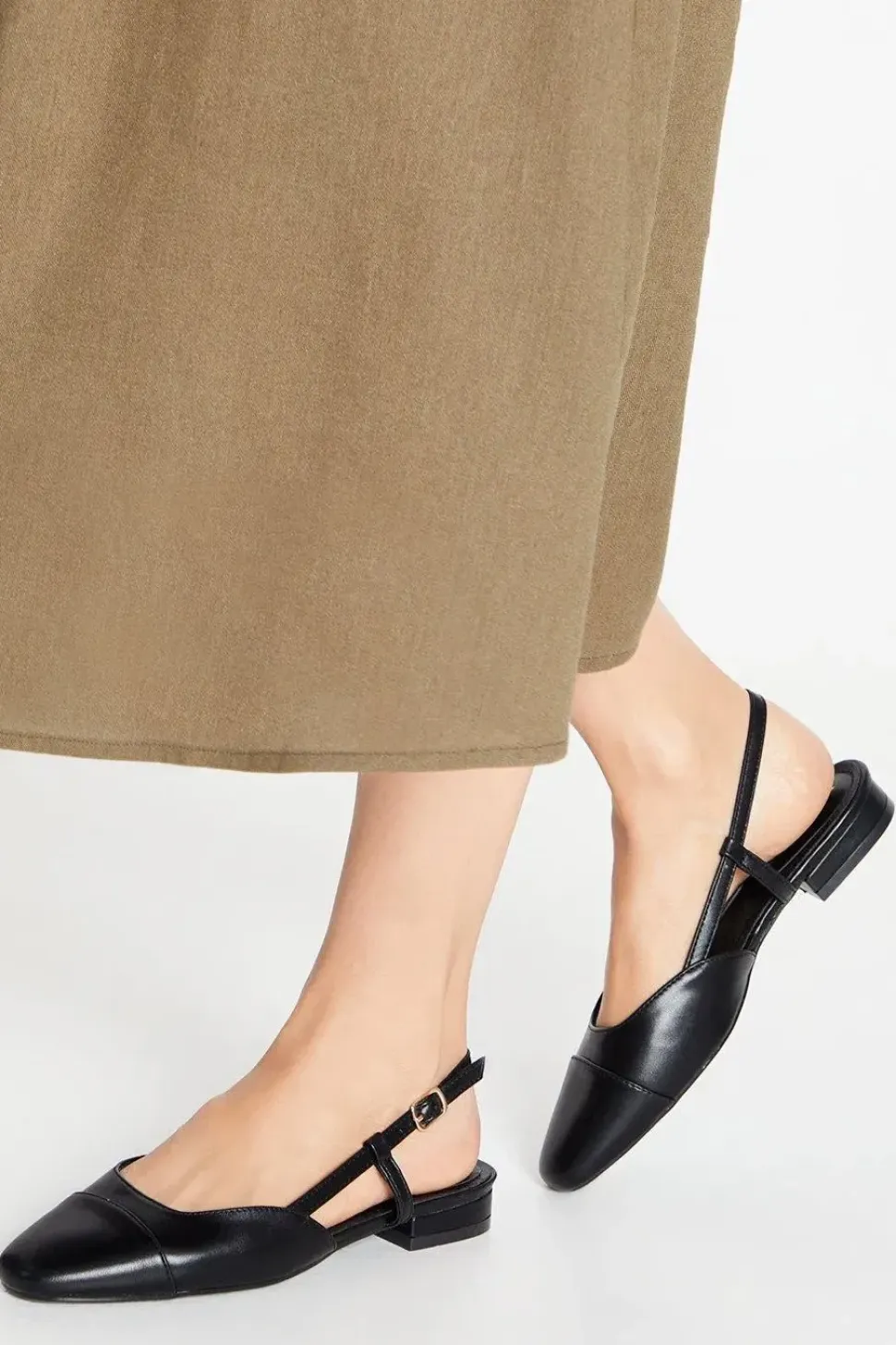 Bailey Slingback Soft Square Toecap Flat Pumps