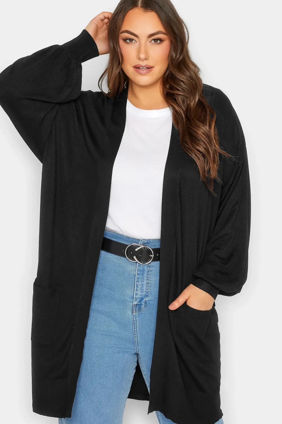 Balloon Sleeve Fine Knit Cardigan