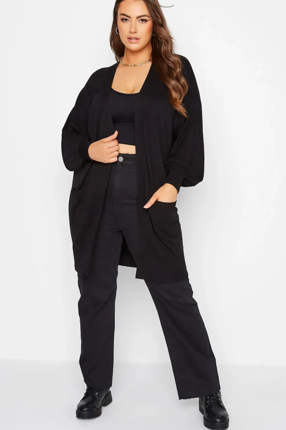 Balloon Sleeve Fine Knit Cardigan