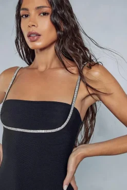 Bandage Diamante Trim Underbust Mini Dress