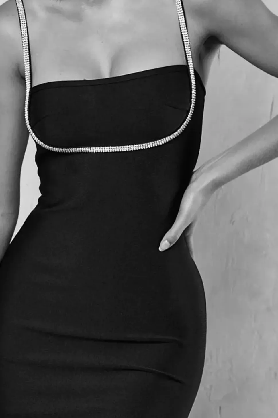 Bandage Diamante Underbust Trim Midaxi Dress