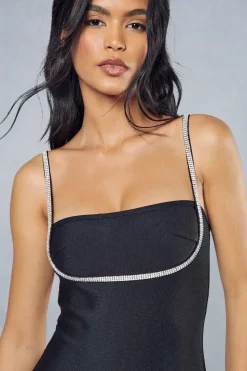 Bandage Diamante Underbust Trim Midaxi Dress