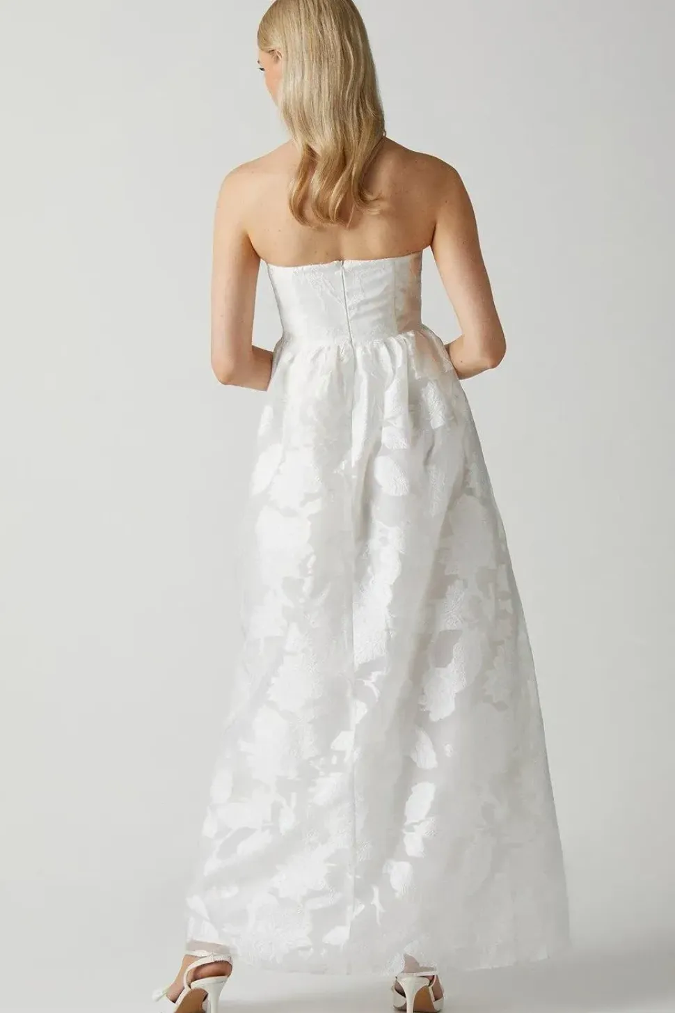 Bandeau A-line Organza Jacquard Maxi Dress