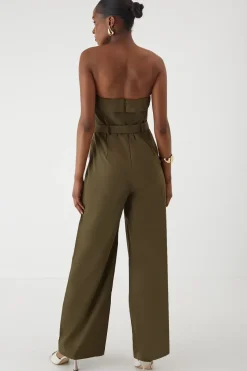 Bandeau Belted Wide Leg Jumpsuit