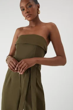 Bandeau Belted Wide Leg Jumpsuit
