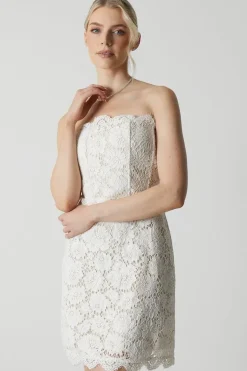 Bandeau Contrast Lace Mini Dress With Boning
