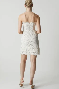 Bandeau Contrast Lace Mini Dress With Boning