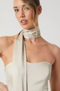 Bandeau Satin Bridesmaid Maxi Dress With Removable Sash