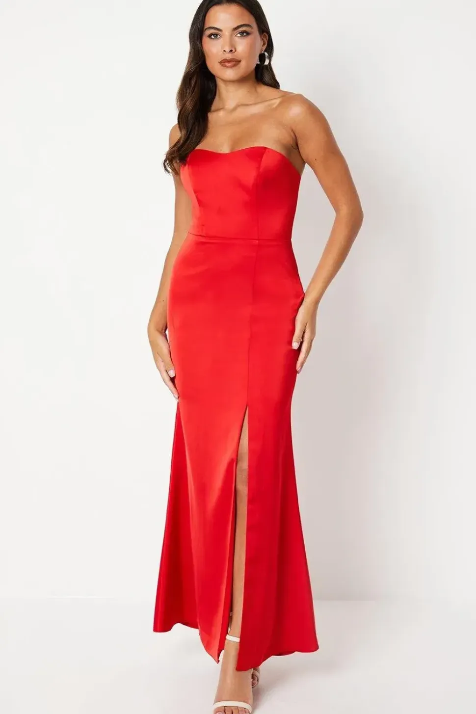 Bandeau Satin Maxi Dress With Removable Sash