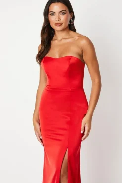 Bandeau Satin Maxi Dress With Removable Sash