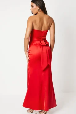 Bandeau Satin Maxi Dress With Removable Sash