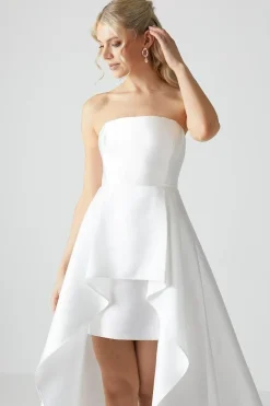 Bandeau Twill Mini With Full Overskirt Wedding Dress