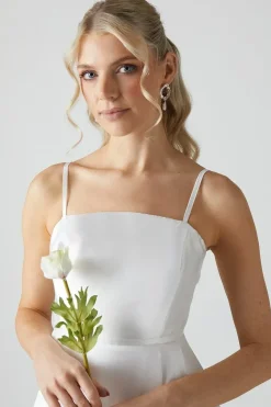 Bandeau Twill Mini With Full Overskirt Wedding Dress