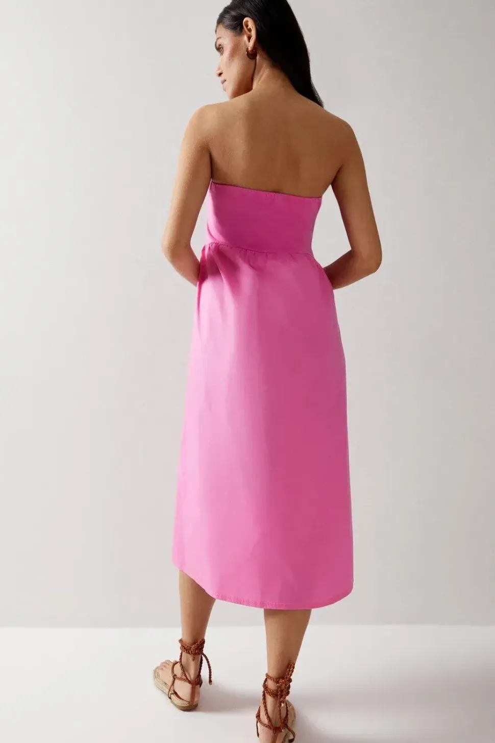 Bandeau Woven Mix Midi Dress