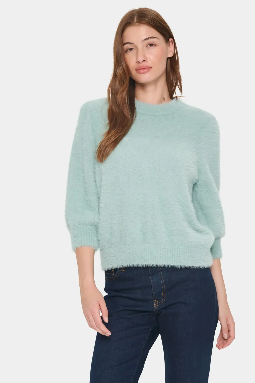 BanniSZ Fluffy Knit 3/4 Sleeves Pullover-