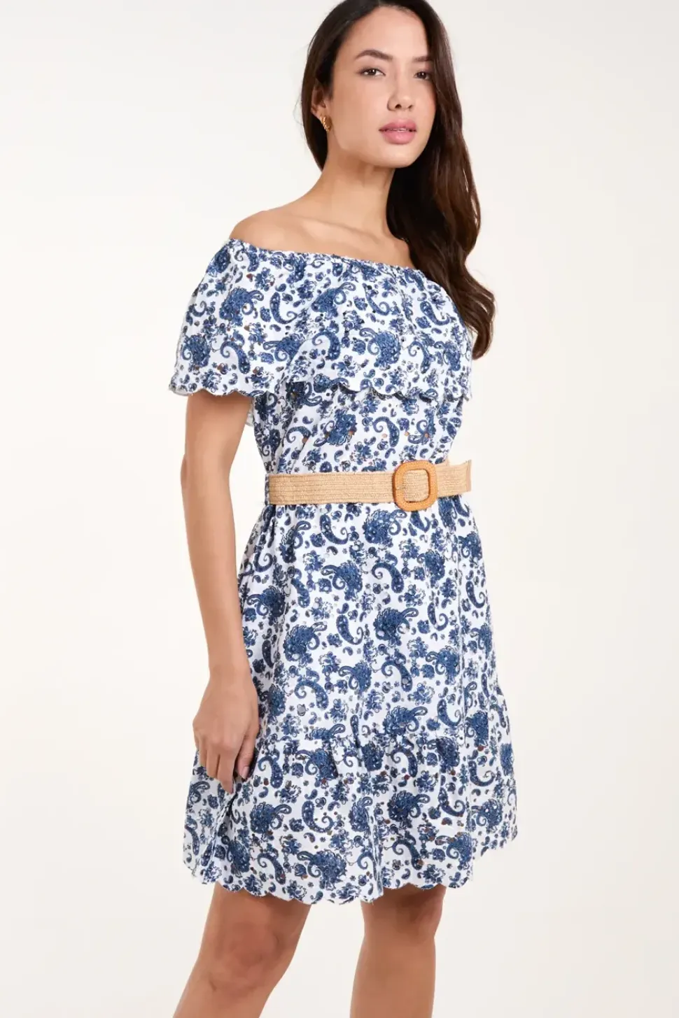 Bardot Broderie Mini Belted Dress