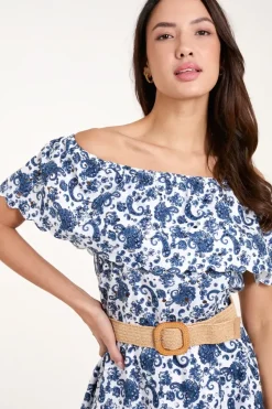 Bardot Broderie Mini Belted Dress