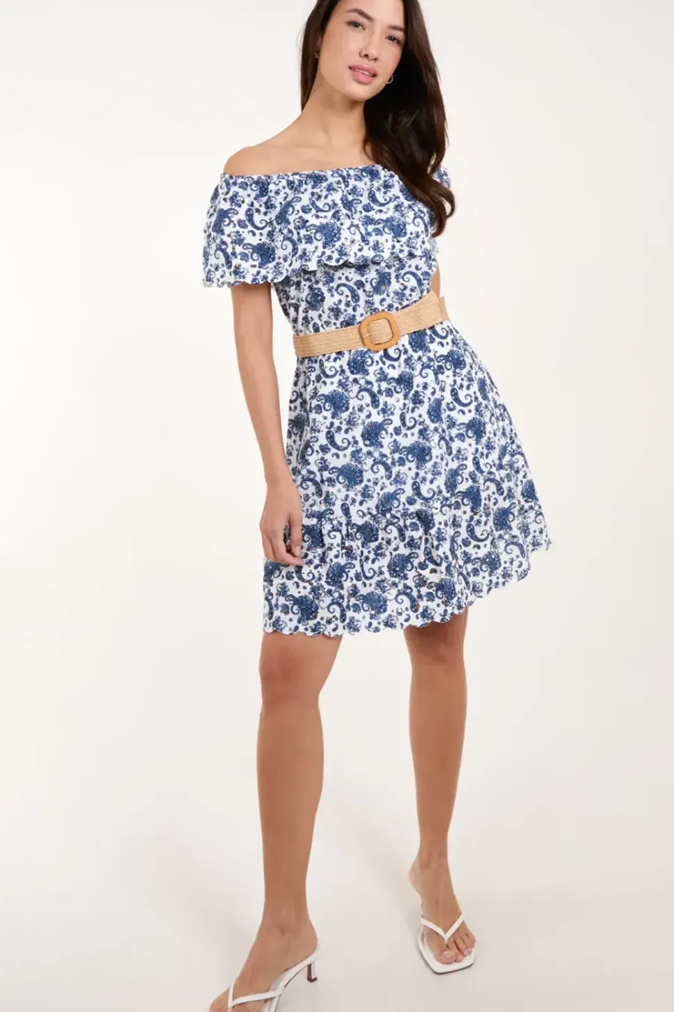 Bardot Broderie Mini Belted Dress