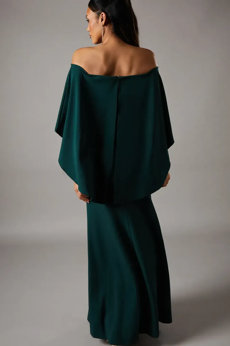 Bardot Cape Detail Stretch Crepe Maxi Dress