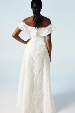 Bardot Jacquard Full Skirted Wedding Dress