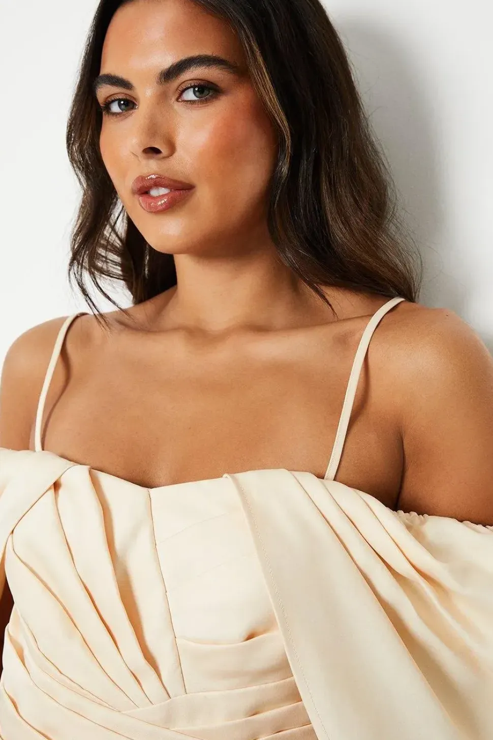 Bardot Jumpsuit With Pleated Bodice