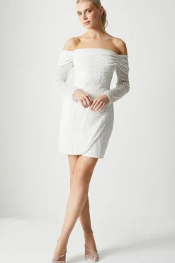 Bardot Long Sleeve Wrap Skirt Mini Dress