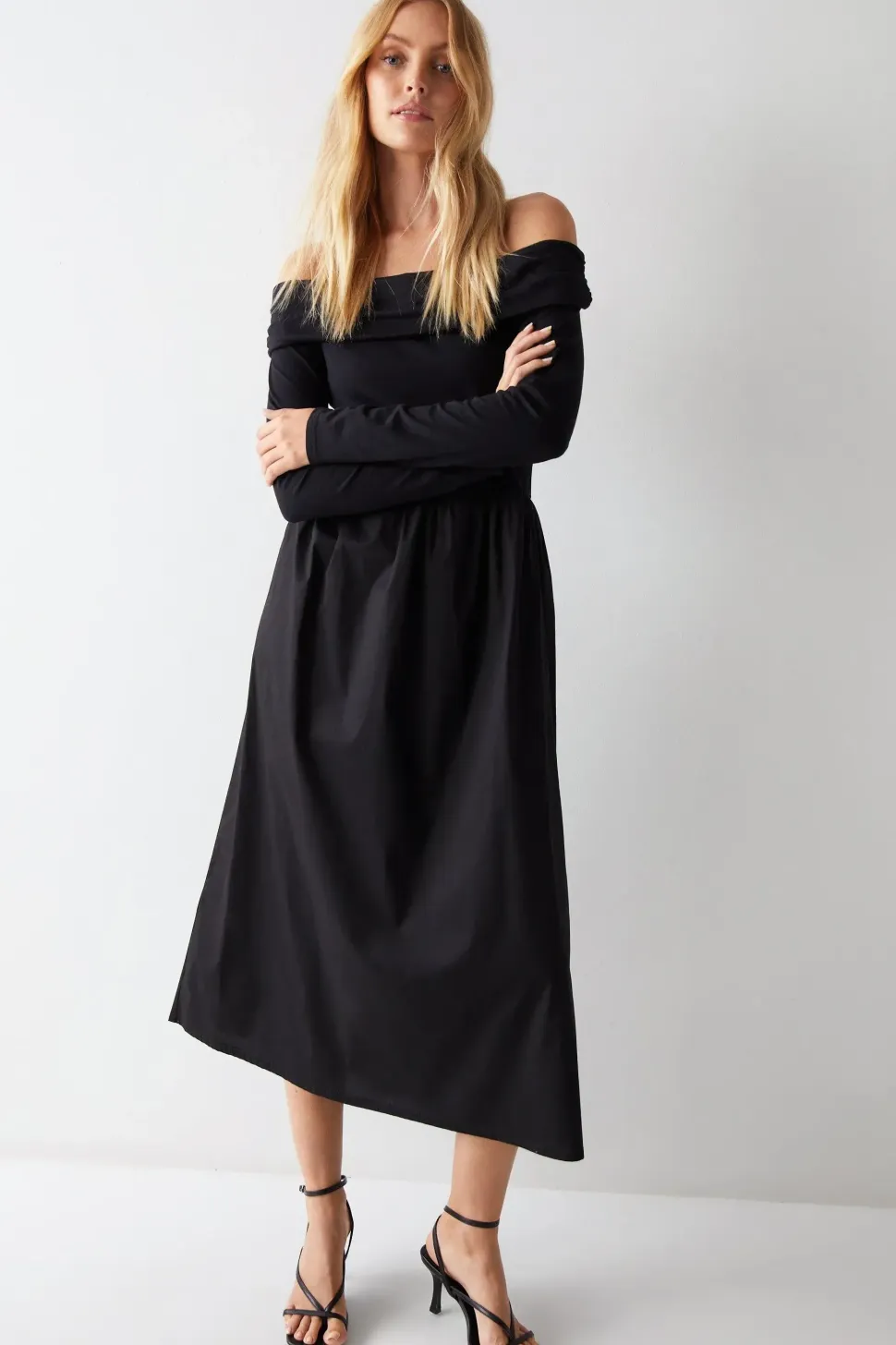 Bardot Poplin Hem Dress