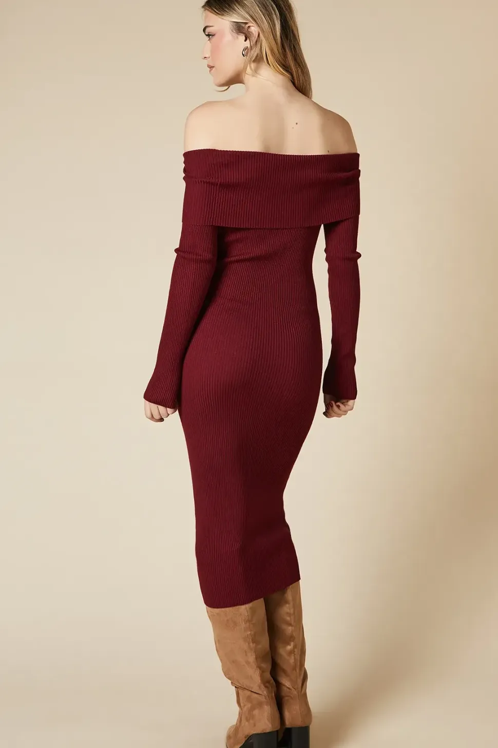 Bardot Ribbed Midi Jumper Dress