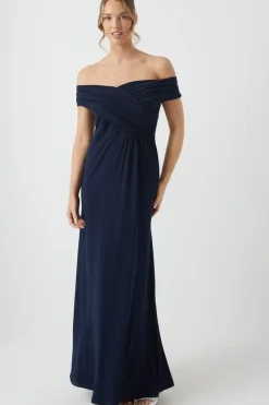 Bardot Ruched Jersey Bridesmaid Dress