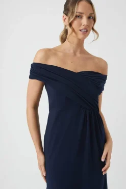 Bardot Ruched Jersey Bridesmaid Dress