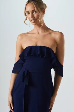 Bardot Tiered Georgette With Tie Detail Bridesmaids Dress