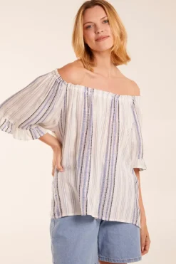 Bardot Top With Stripes