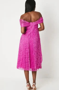 Bardot Twist Lace Midi Dress