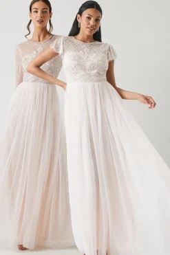 Baroque Embellished Angel Sleeve Two In One Bridesmaid Dress
