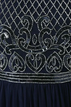 Baroque Embellished Halter Bridesmaid Dress