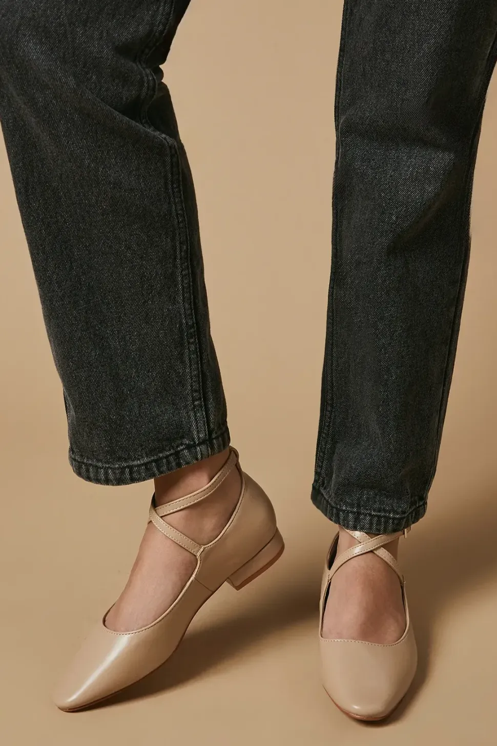 Basil Cross Strap Low Heel Ballet Pump