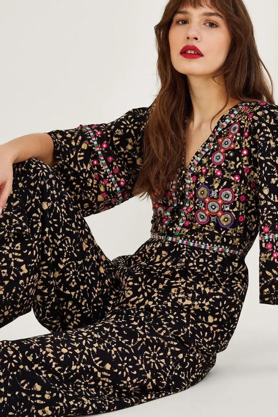 Batik Embroidered Jumpsuit in LENZING邃