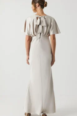 Batwing Sleeve Satin Fishtail Bridesmaid Dress