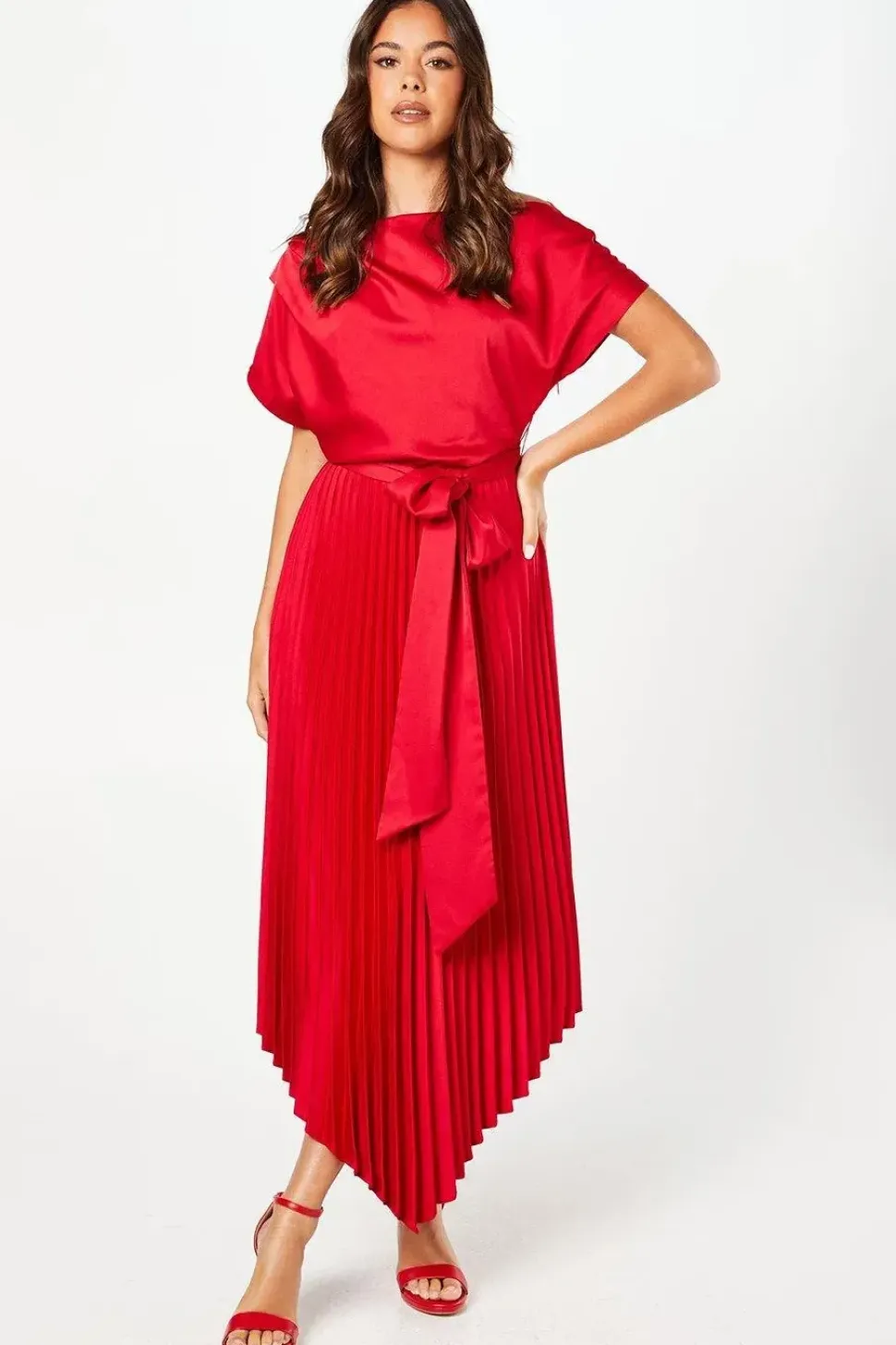Batwing Tie Waist Midi Dress