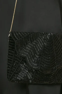 Beaded Scallop Clutch With Detachable Strap
