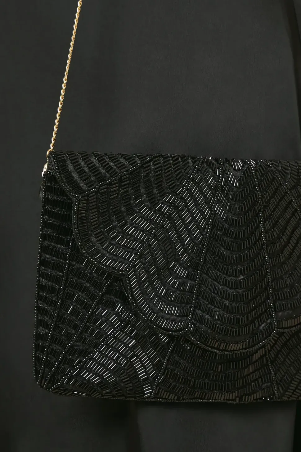 Beaded Scallop Clutch With Detachable Strap