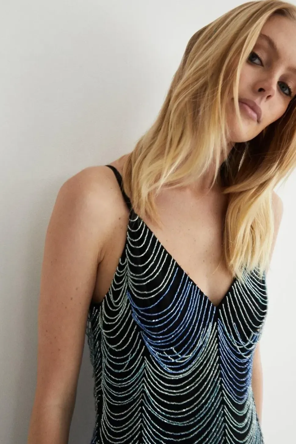 Beaded Tassel Ombre Mini Dress