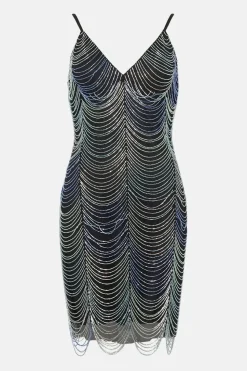 Beaded Tassel Ombre Mini Dress